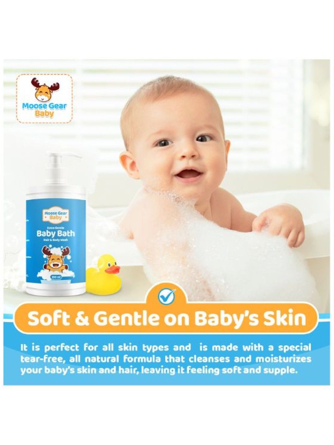 Moose Gear Baby Extra Gentle Baby Bath Gel Soap Shampoo for Newborn Infant (300ml) (No Color- Image 2)