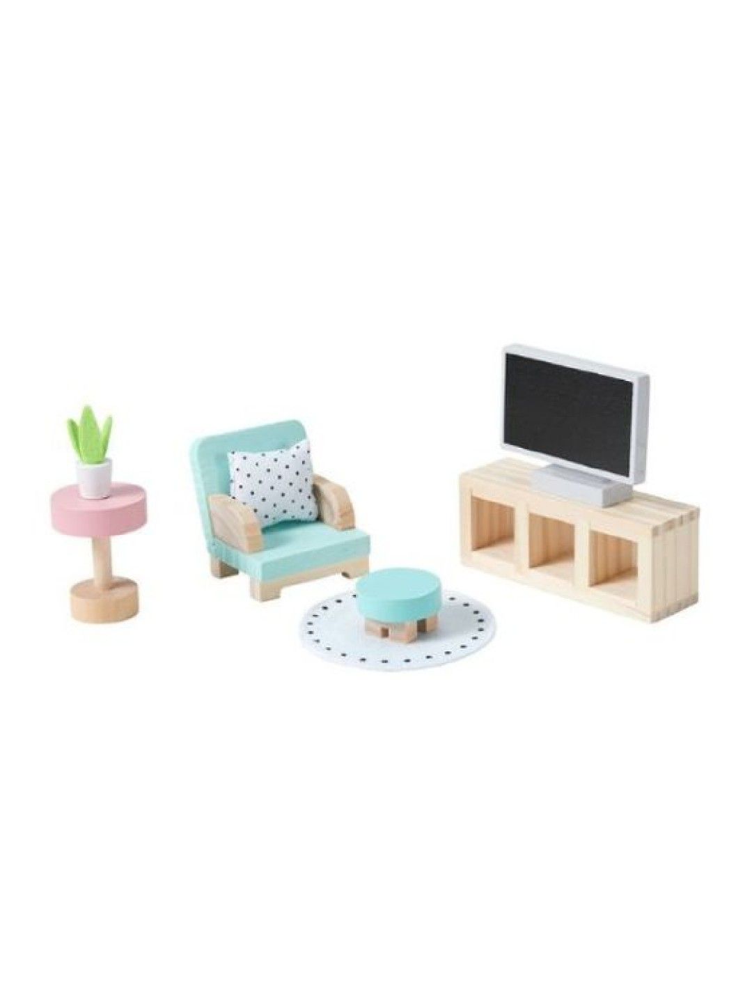 Anko [Bundle of 2] Wooden Doll House Furniture Set + Spa Fashion Doll Playset (18pcs) (No Color- Image 2)