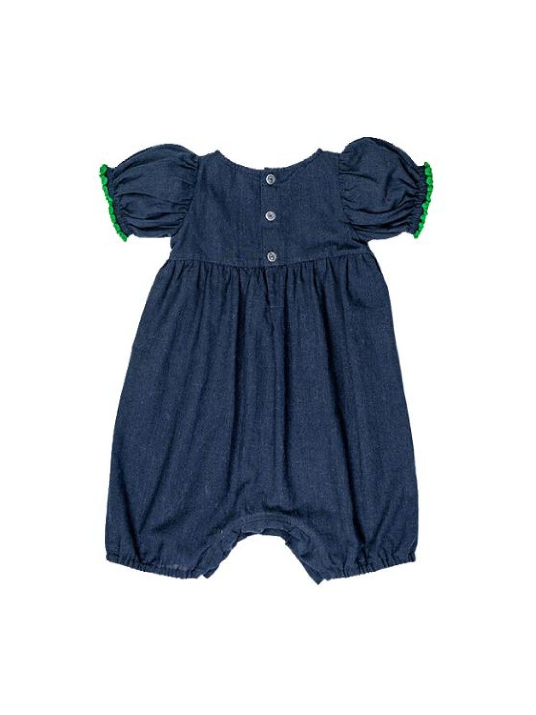 bean fashion Floral Flair Jasmine Pompom Puff Sleeve Embroided Romper with Hat (Navy- Image 3)