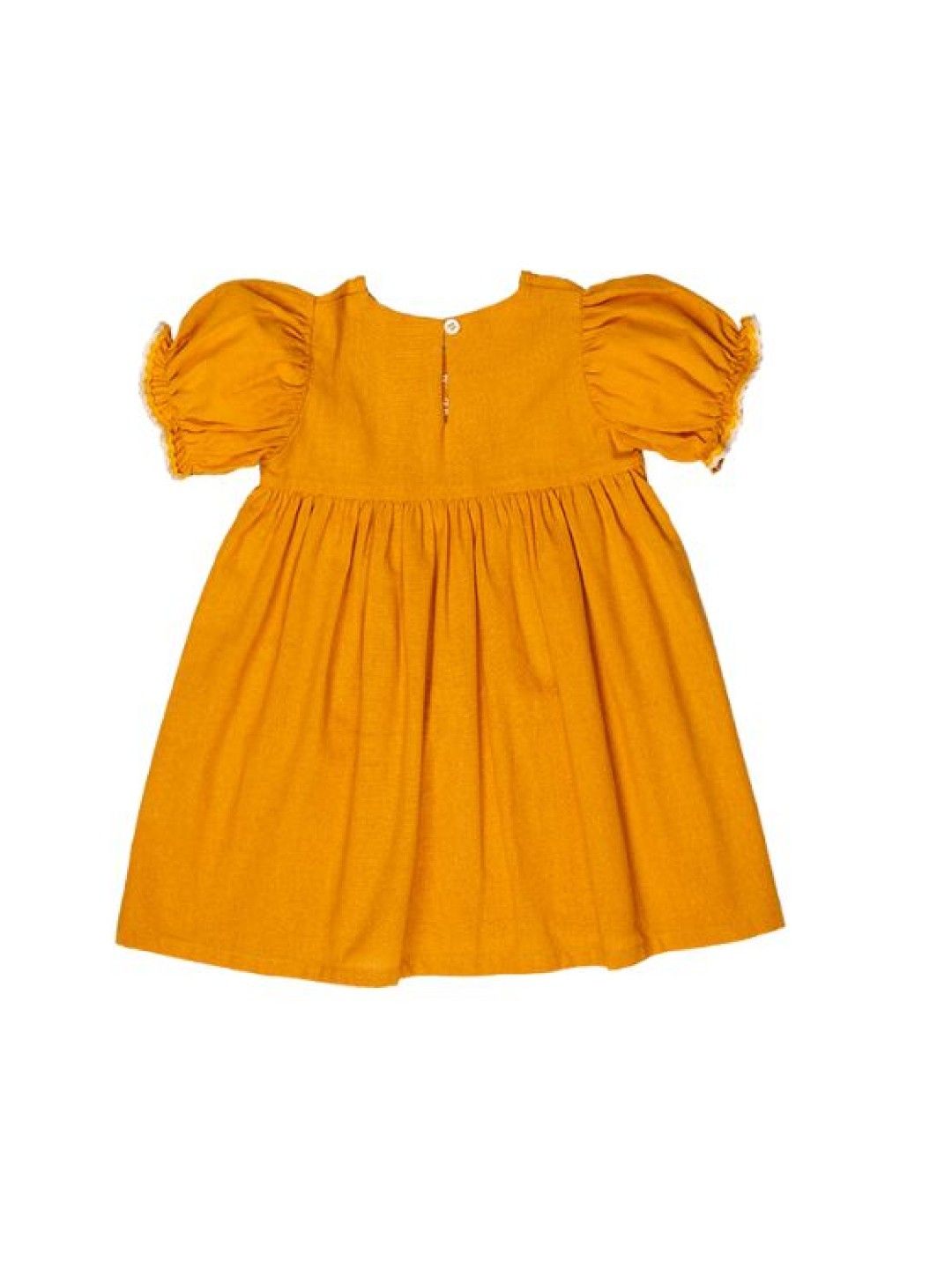 bean fashion Floral Flair Mela Ricrac Puff Sleeve Embroidered Dress with Hat (Yellow- Image 3)