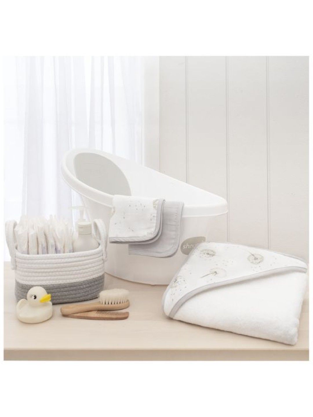 Living Textiles Organic Muslin Hooded Towel - Dandelion/Grey (No Color- Image 3)