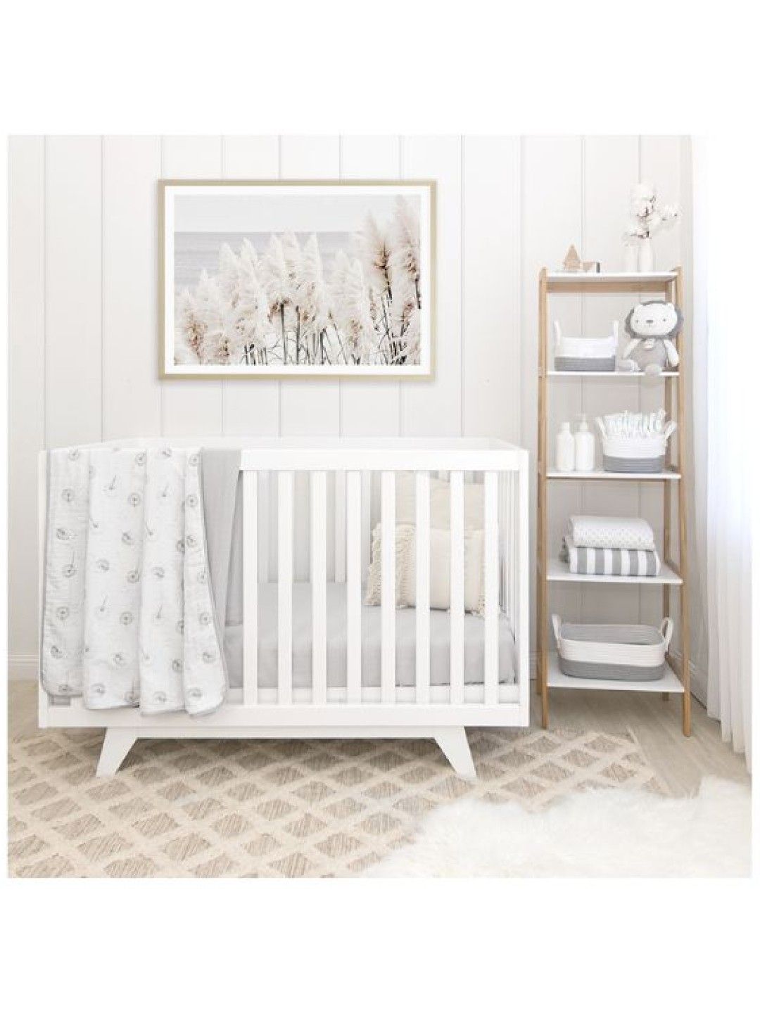Living Textiles Organic Muslin 2-Pack Cot Fitted Sheets - Dandelion/Grey (No Color- Image 3)