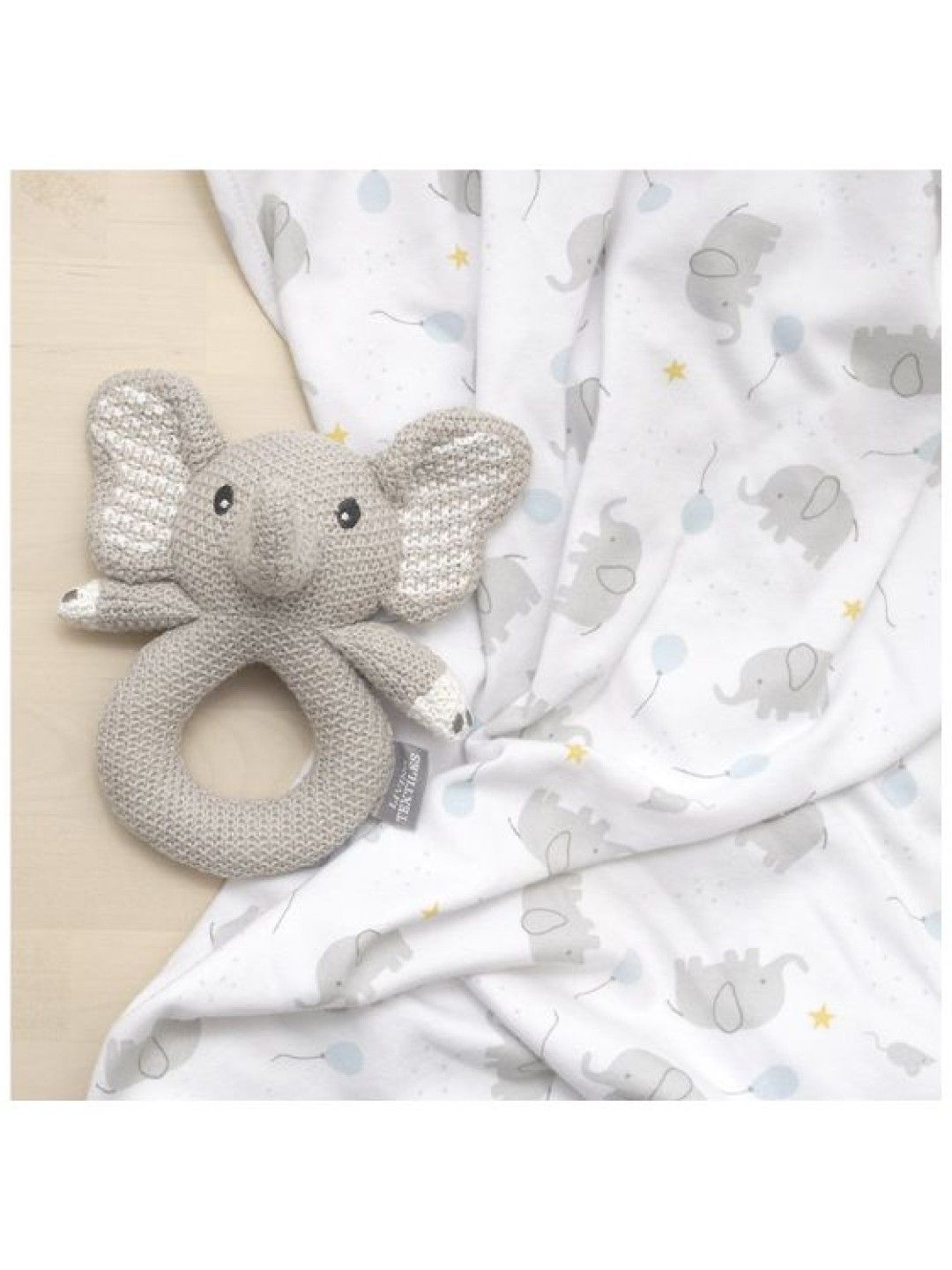 Living Textiles Jersey Swaddle & Rattle Gift Set - Mason/Elephant (No Color- Image 2)