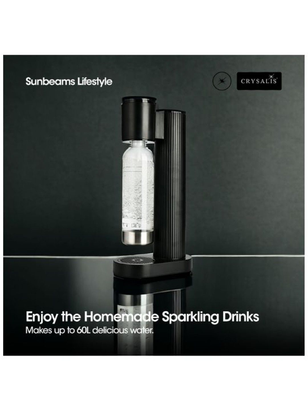 Sunbeams Lifestyle CRYSALIS Soda Maker Streaming Machine Set - Bottle 1L | 33.8oz. (No Color- Image 2)