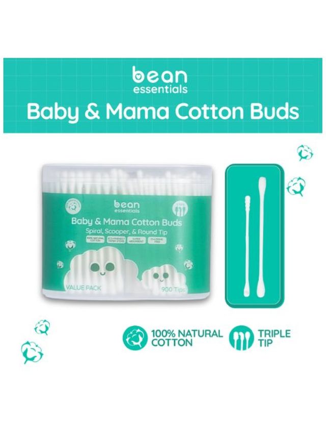 bean essentials Family Value Pack (Scooper + Spiral + Round) Cotton buds (900 tips)