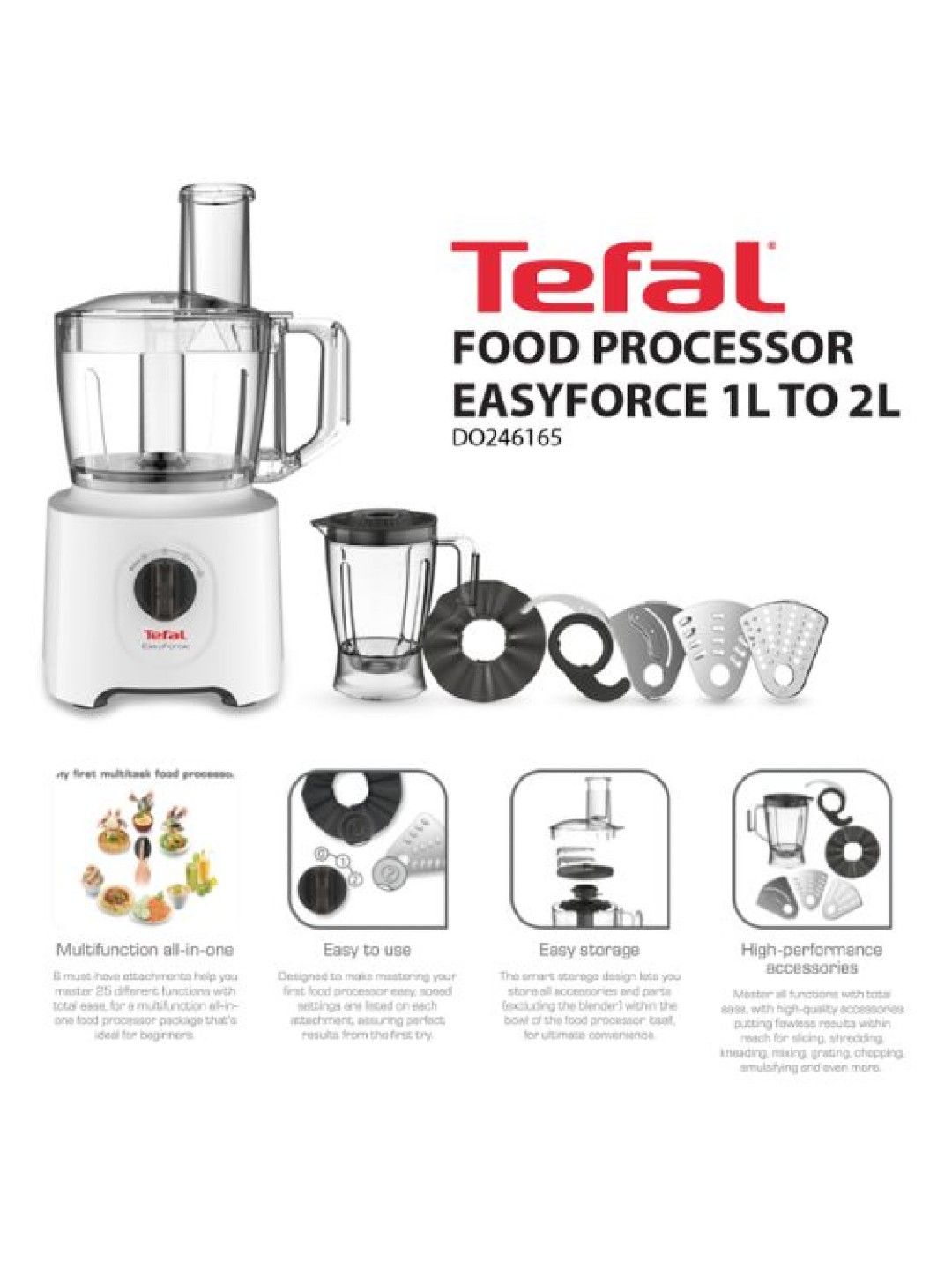 Tefal EasyForce Food Processor with Free Blender Jar (No Color- Image 2)