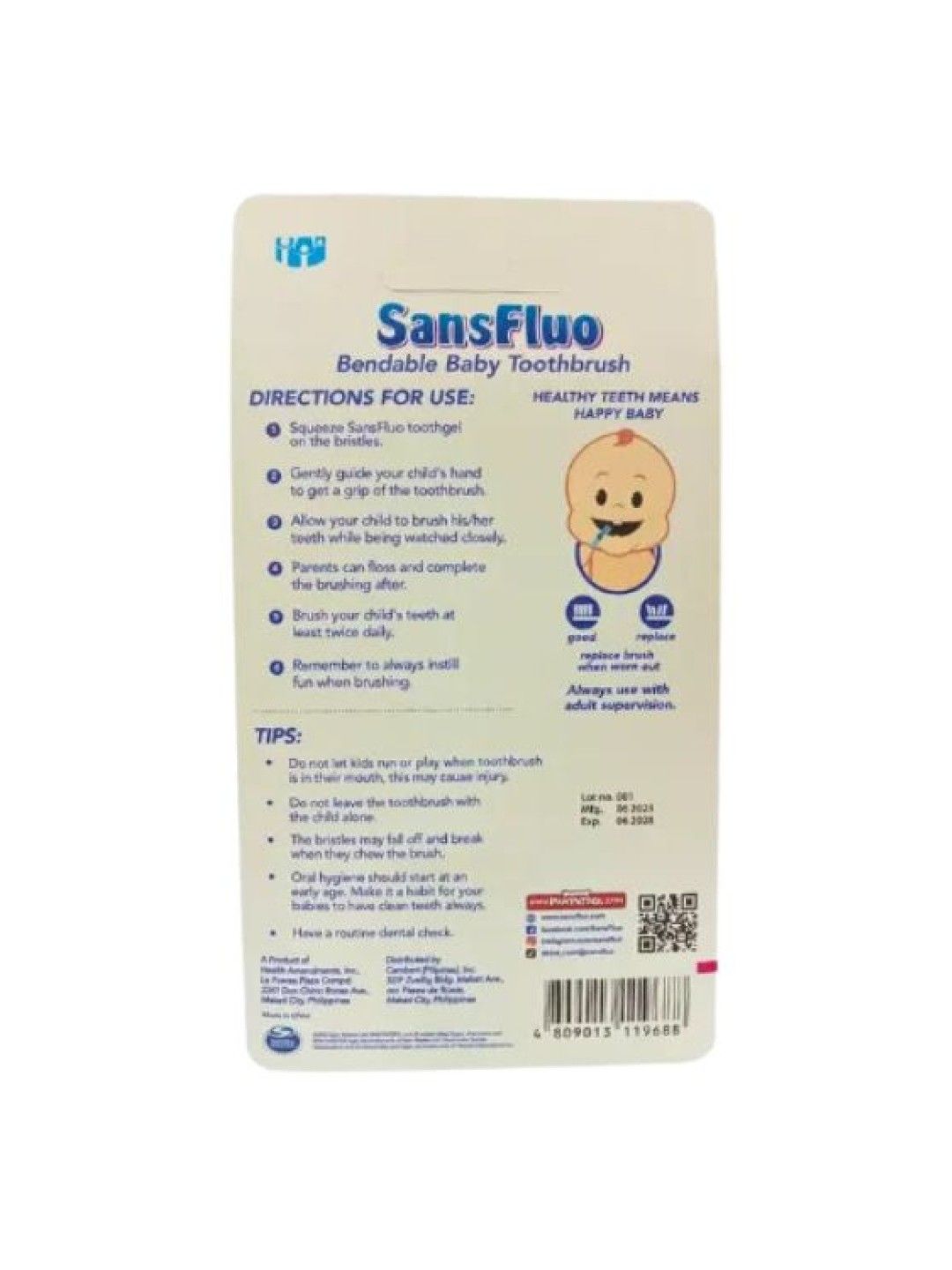 SansFluo Bendable Baby Toothbrush (Blue- Image 2)