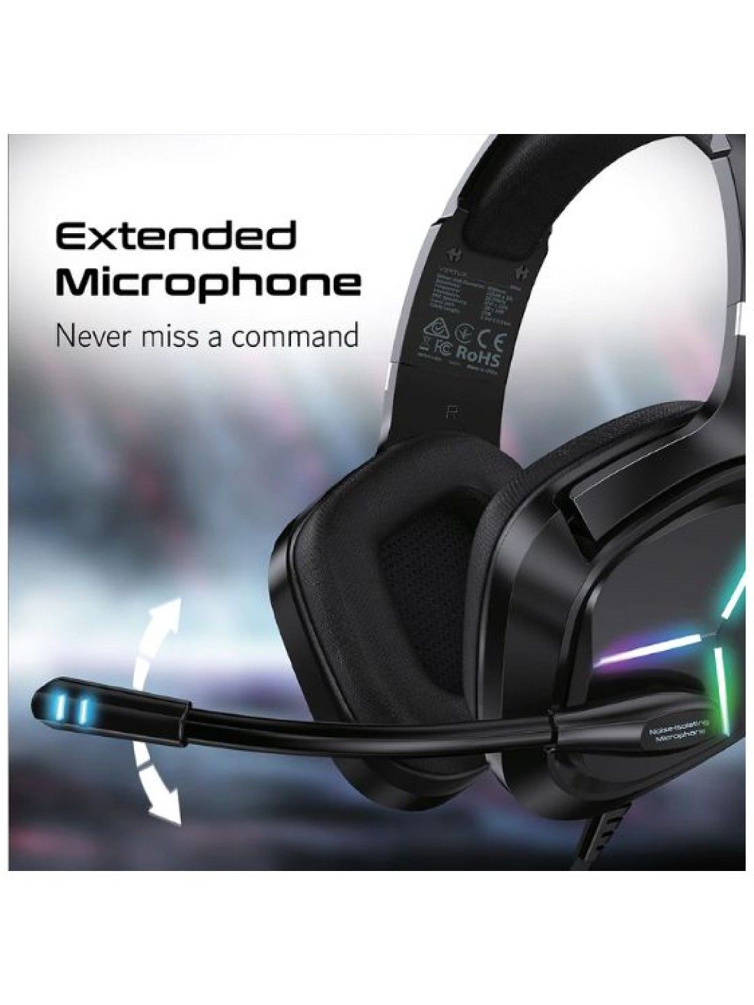 Vertux BLITZ 7.1 Surround Sound Gaming Headphone (Black- Image 2)