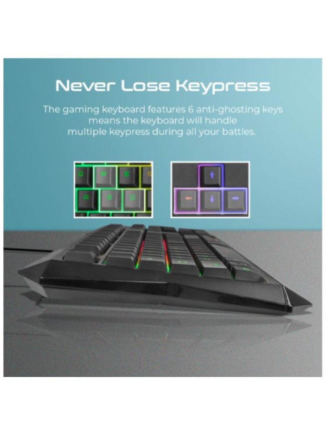 Vertux RADIANCE Ergonomic Backlit Wired Gaming Keyboard (Black- Image 2)