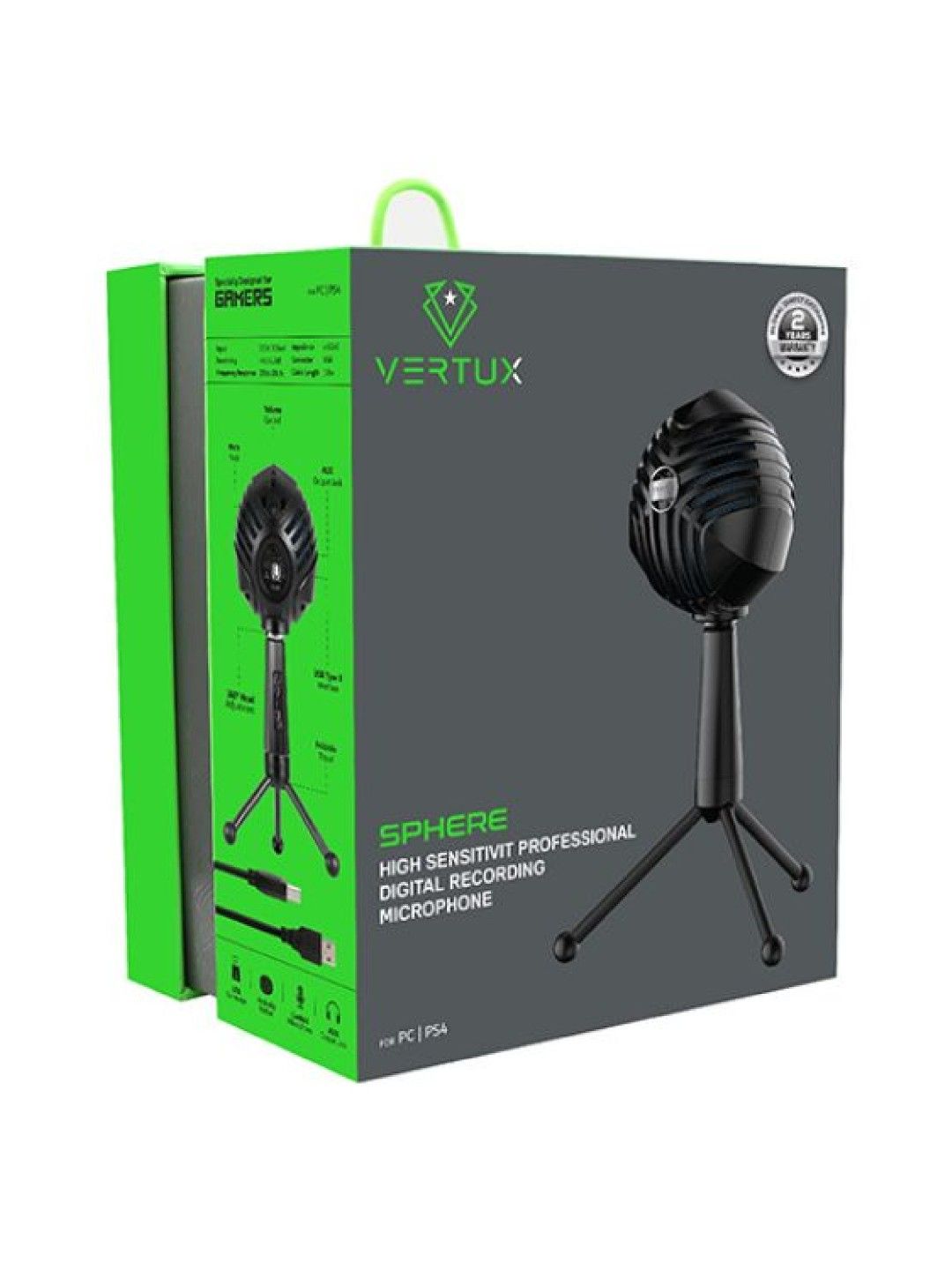 Vertux SPHERE High Sensitivity Professional Digital Recording Microphone (Black- Image 2)