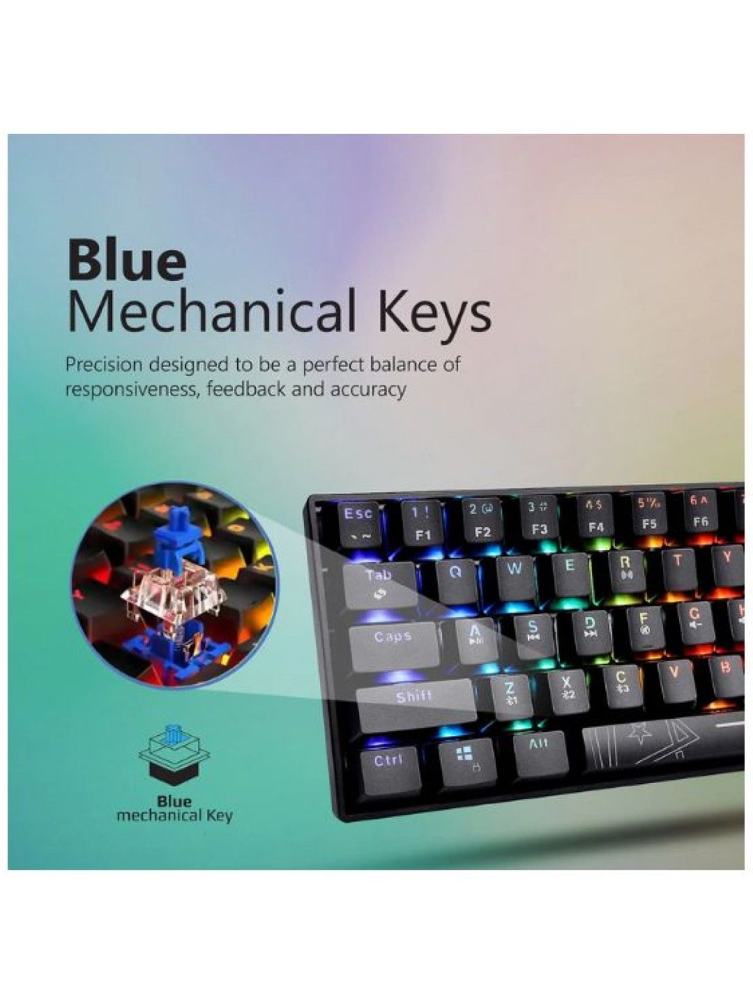 Vertux VERTUPRO Ultimate Performance Mini Wireless Gaming Keyboard (Black- Image 2)