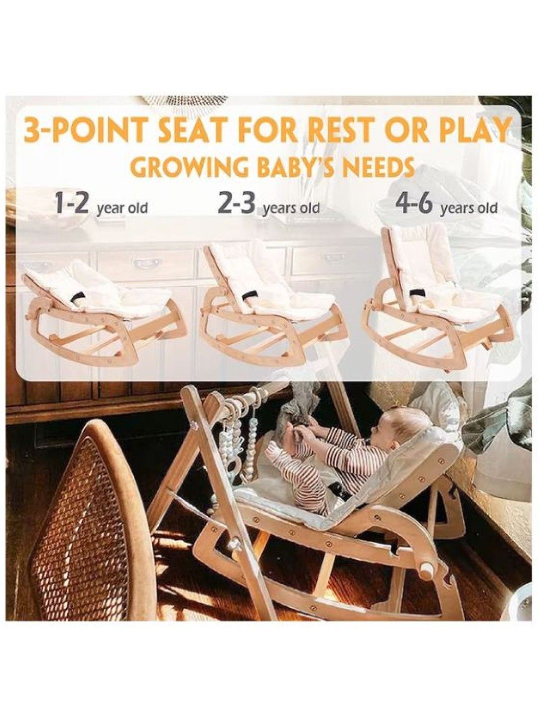 Beyond Adjustable Wooden Bouncer / Rocker (No Color- Image 2)