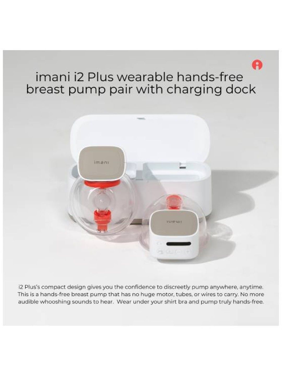 imani i2 Plus (Pair) Handsfree Wearable Breast Pump with Charging Dock