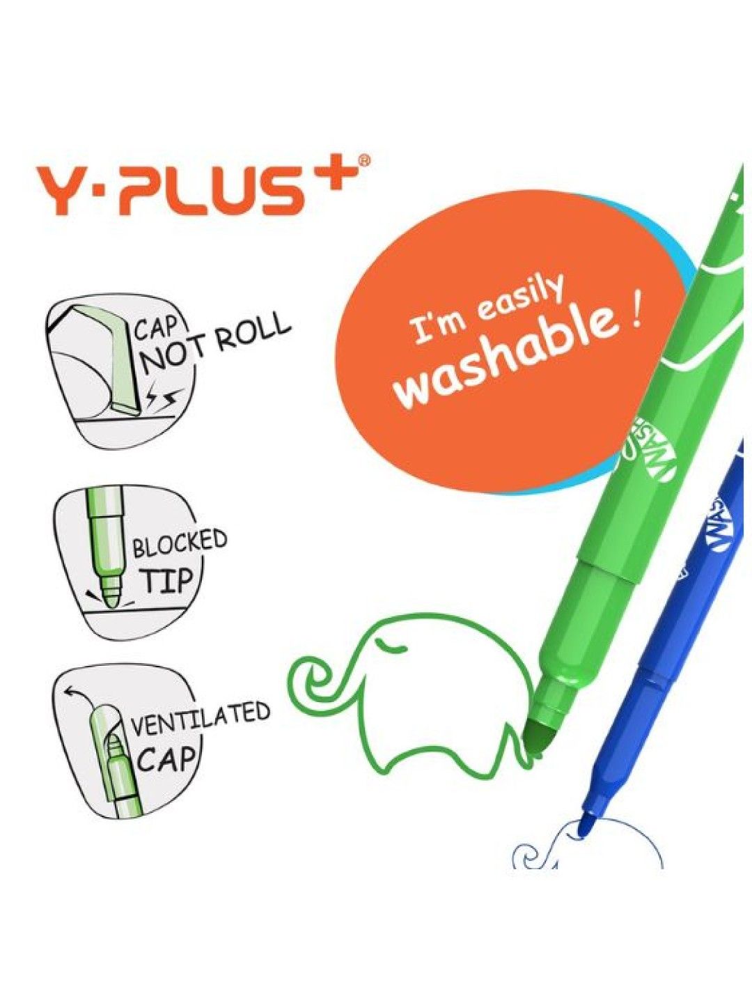 Y-PLUS+ Elephant Fibre Pen (12 Colors) (No Color- Image 2)