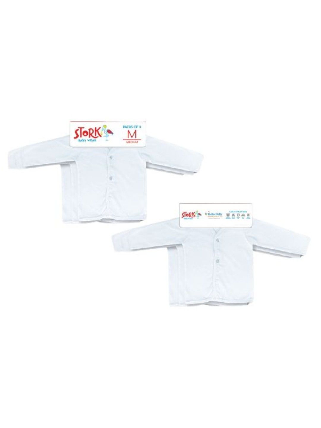 Stork Baby Wear Longsleeve Front Button (3pcs) (White- Image 2)