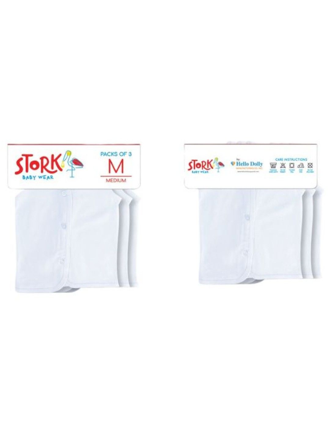 Stork Baby Wear Sleeveless Front Button (3pcs) (White- Image 2)