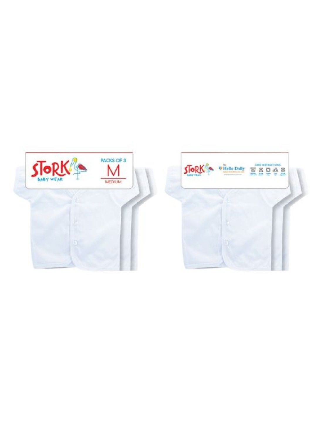 Stork Baby Wear Shortsleeve Front Button (3pcs) (White- Image 2)