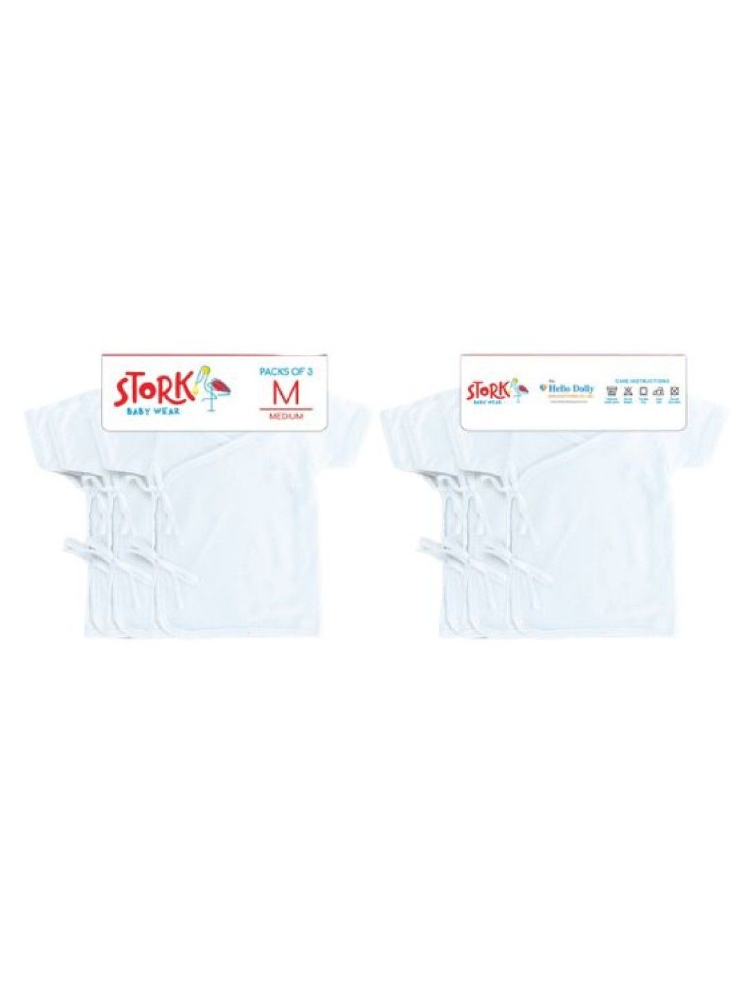 Stork Baby Wear Shortsleeve Tieside (3pcs) (White- Image 2)