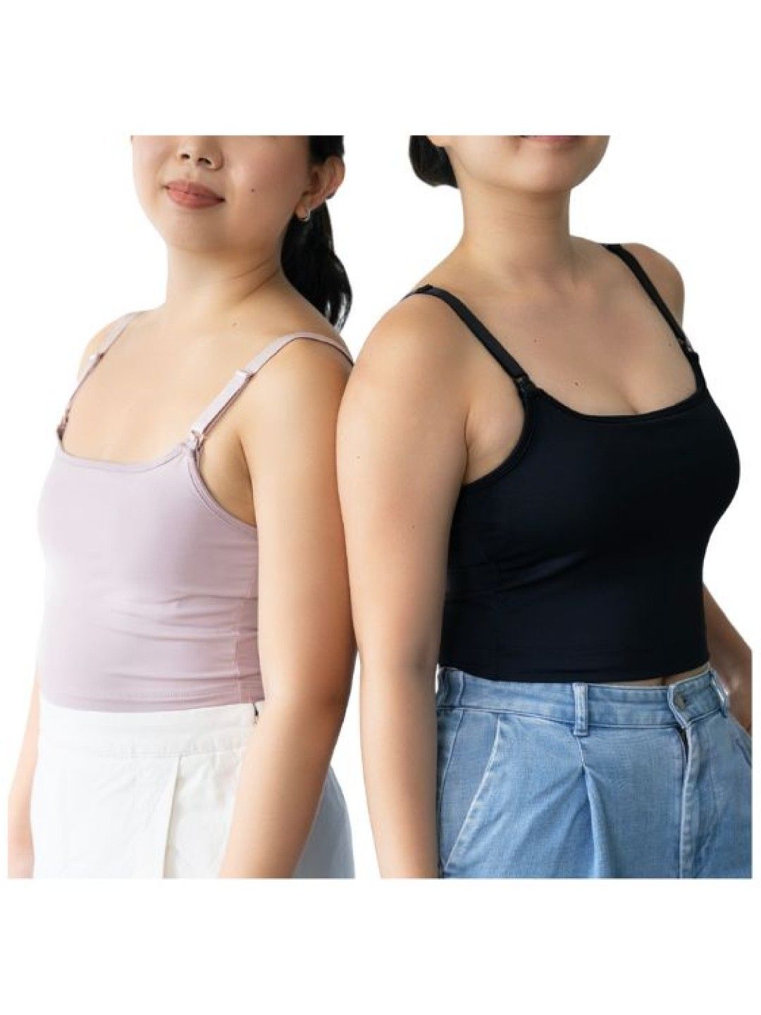 Elation Nursing and Hands-free Pumping Cami Set of 2 (Black and Blush) (No Color- Image 4)