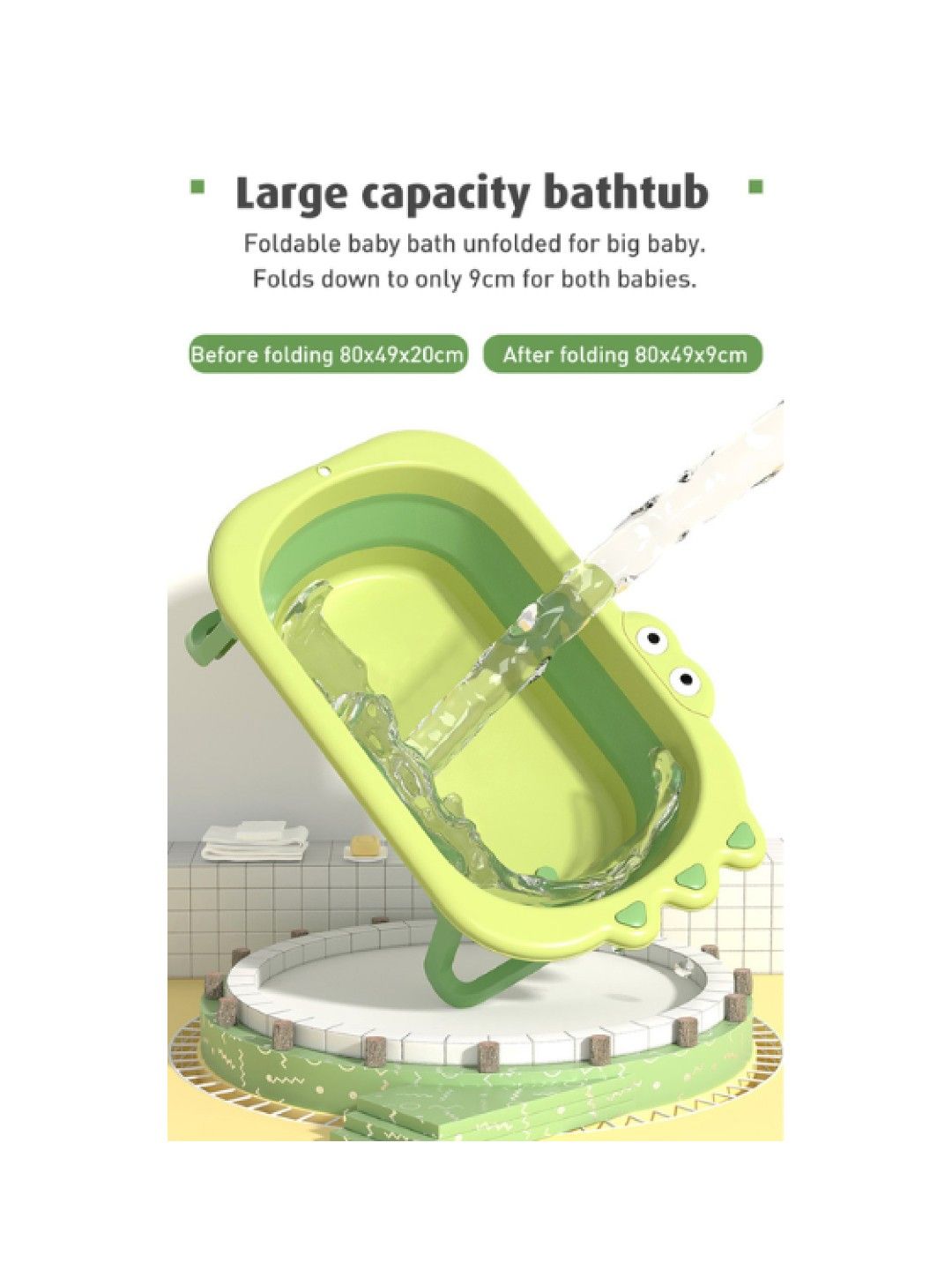 BabyPro Foldable Bath Tub For Babies (Green- Image 2)