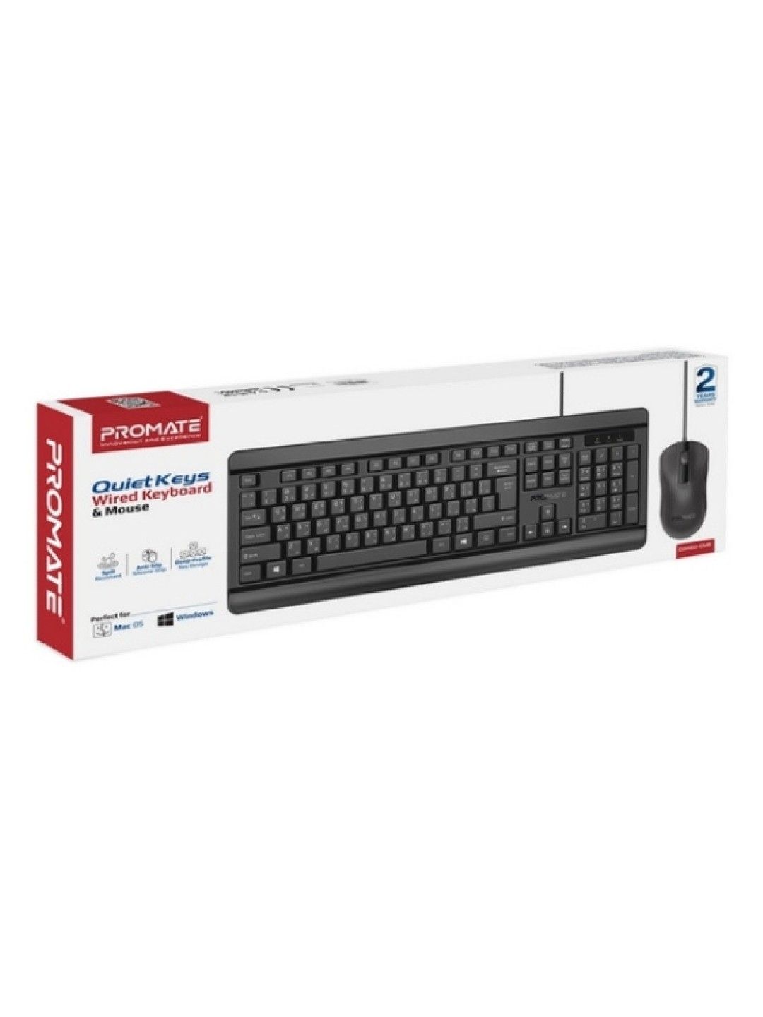 Promate COMBO-CM6 Quiet Keys Wired Keyboard and Mouse (Black- Image 2)