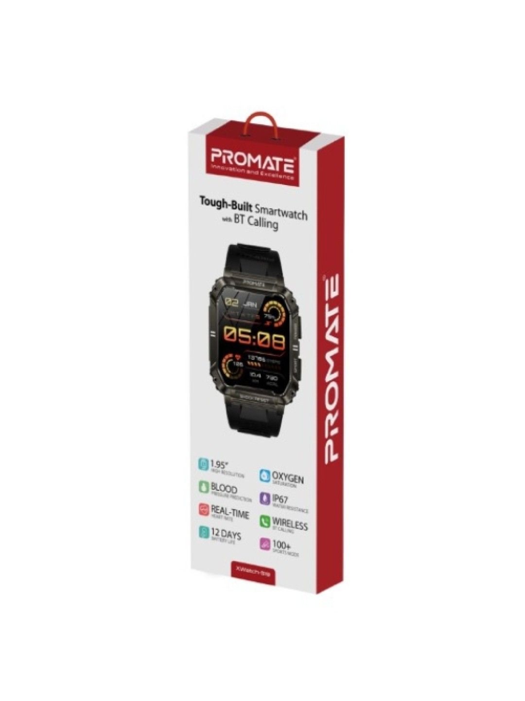 Promate XWATCH-S19 Tough-Built Smartwatch with Bluetooth Calling (Black- Image 2)