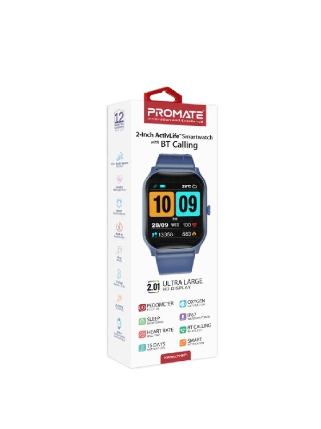 Promate XWATCH-B2 ActiveLife™ Smartwatch with Bluetooth Calling (Blue- Image 2)