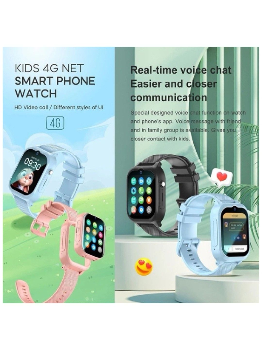 QT Hub Kids 4G Smart Watch (Pink- Image 2)