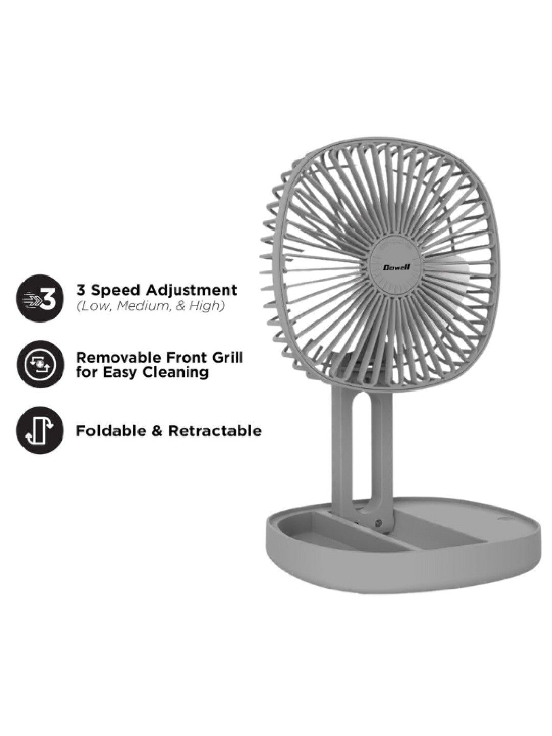 Dowell USB Portable Fan UF-101F (Dark Gray- Image 2)