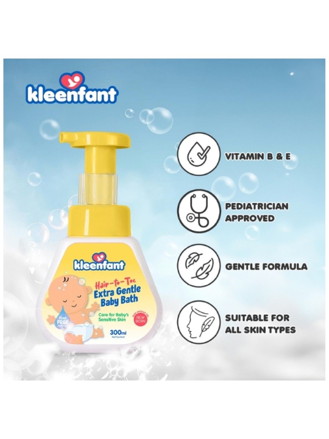 Kleenfant Head to Toe Newborn Baby Bath (300ml) (No Color- Image 2)