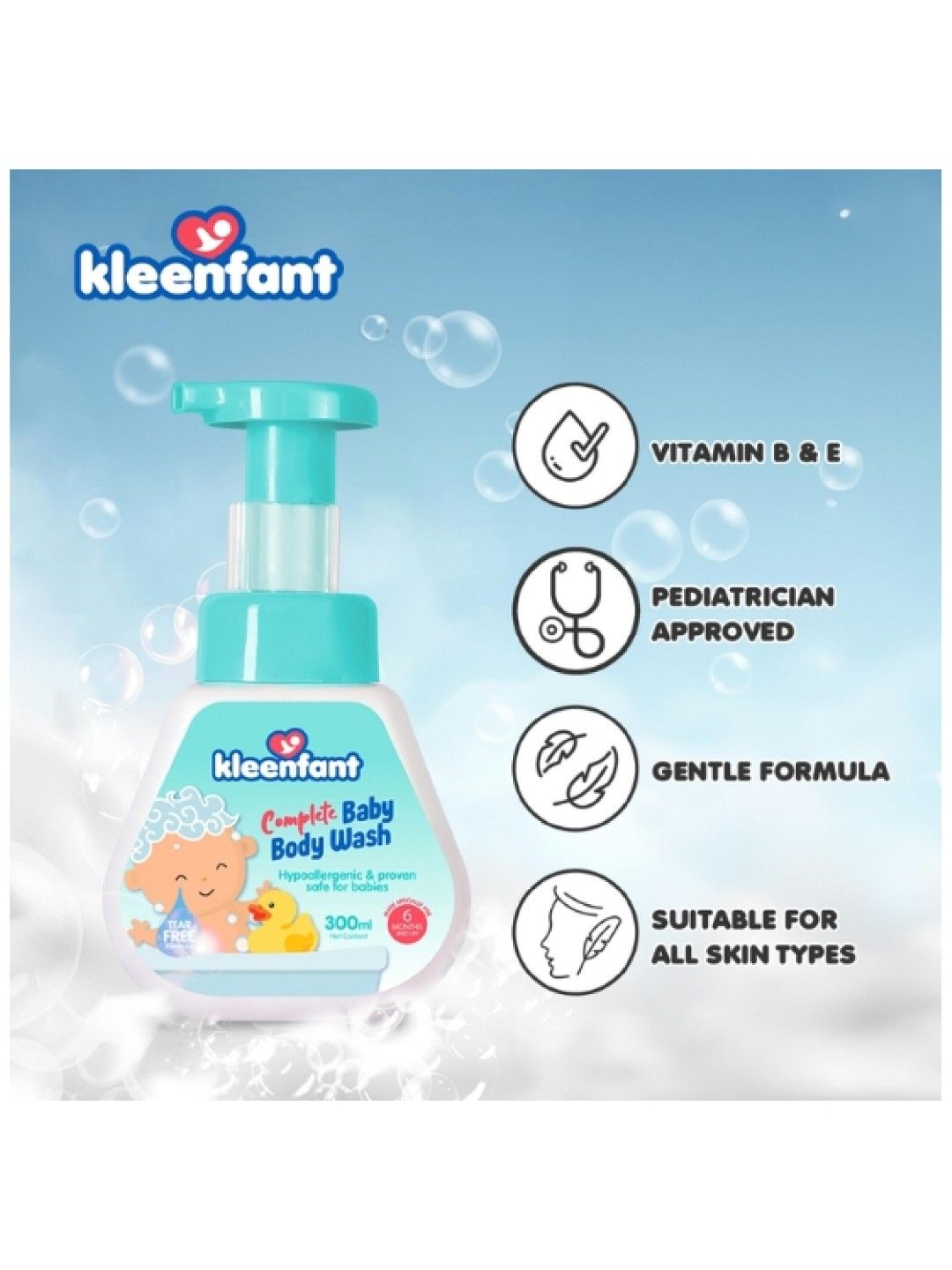 Kleenfant Head to Toe Toddler Baby Bath (300ml) (No Color- Image 2)