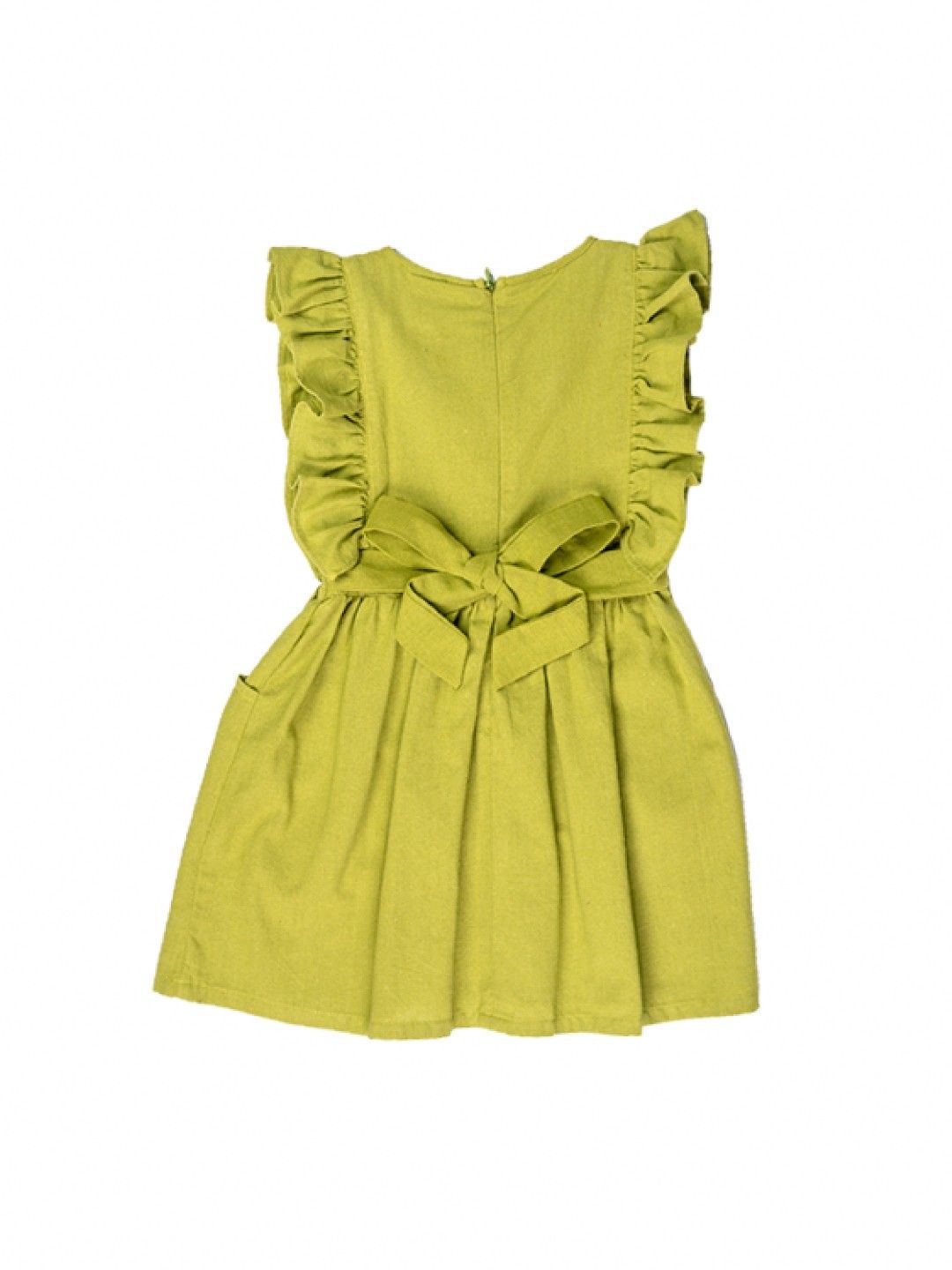 bean fashion Floral Flair Mara Ruffled Sleeve Embroidered Dress (Light Green- Image 2)