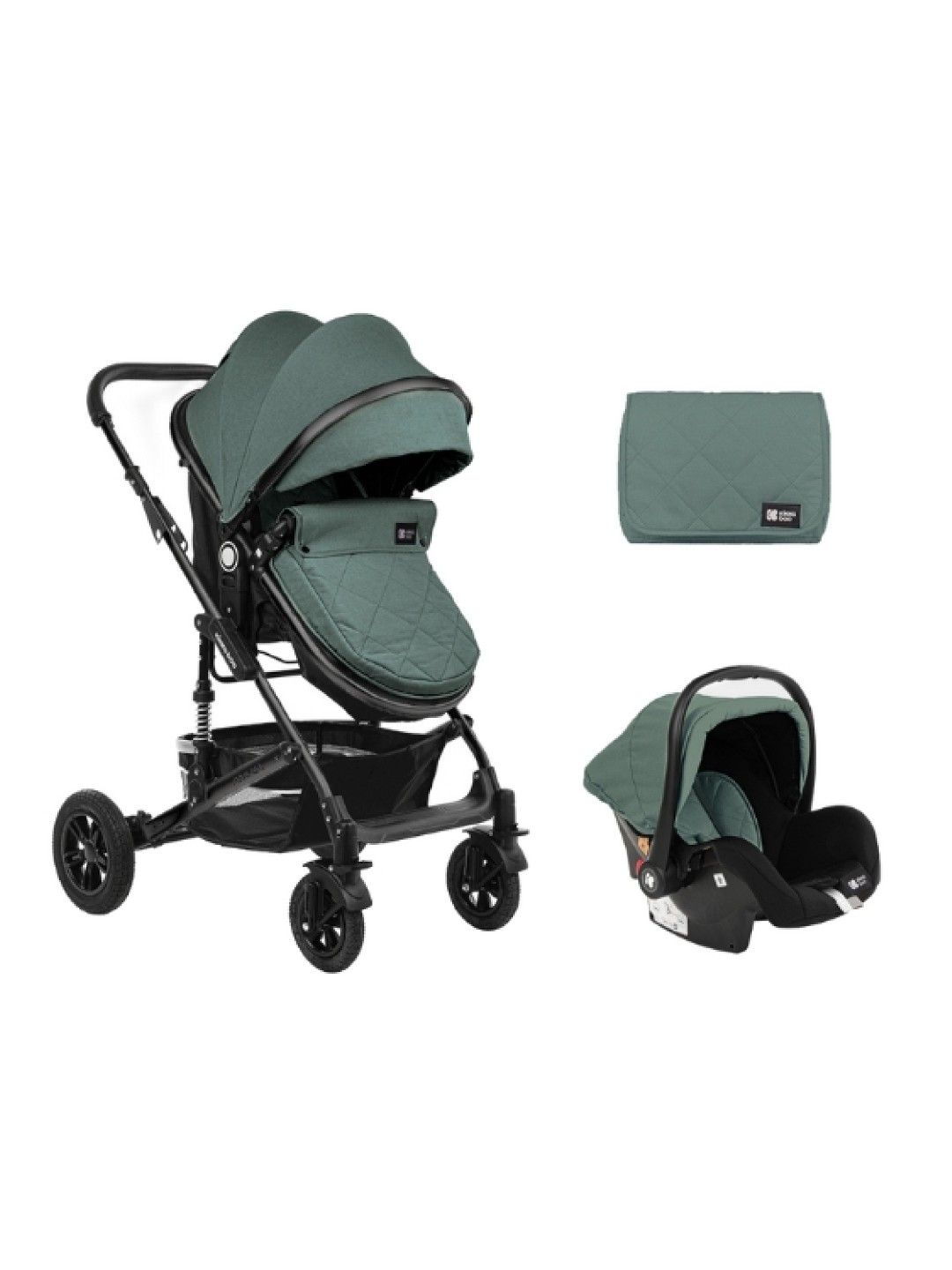 KikkaBoo Stroller 3-in-1 Transformable Seat Amaia (Travel System) (Mint- Image 2)