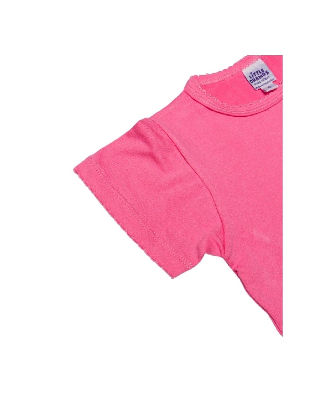 Little Champs Girl's Everyday Short Sleeved Plain Dress (Pink- Image 2)