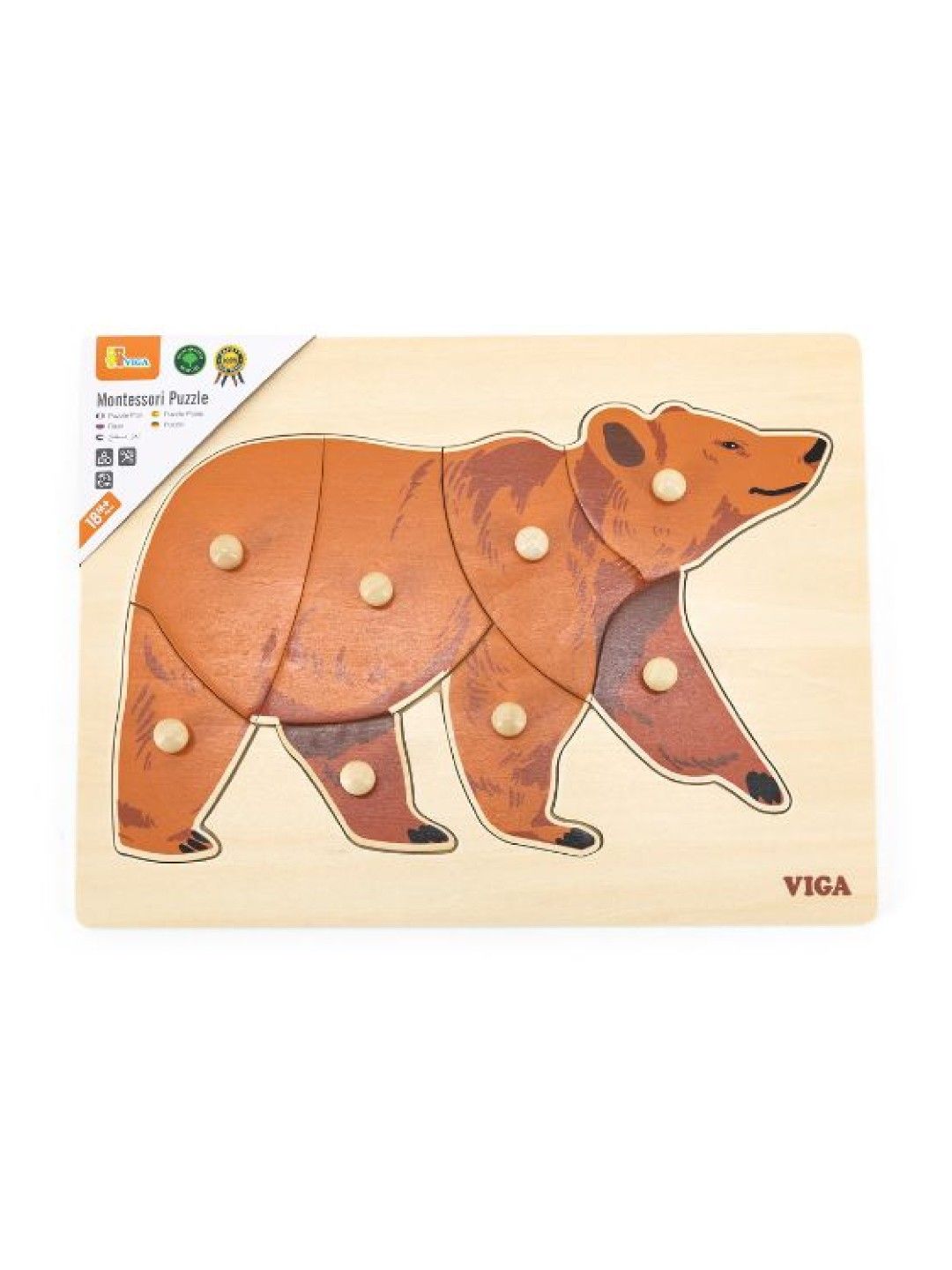 Viga Montessori Puzzle Bear (No Color- Image 2)