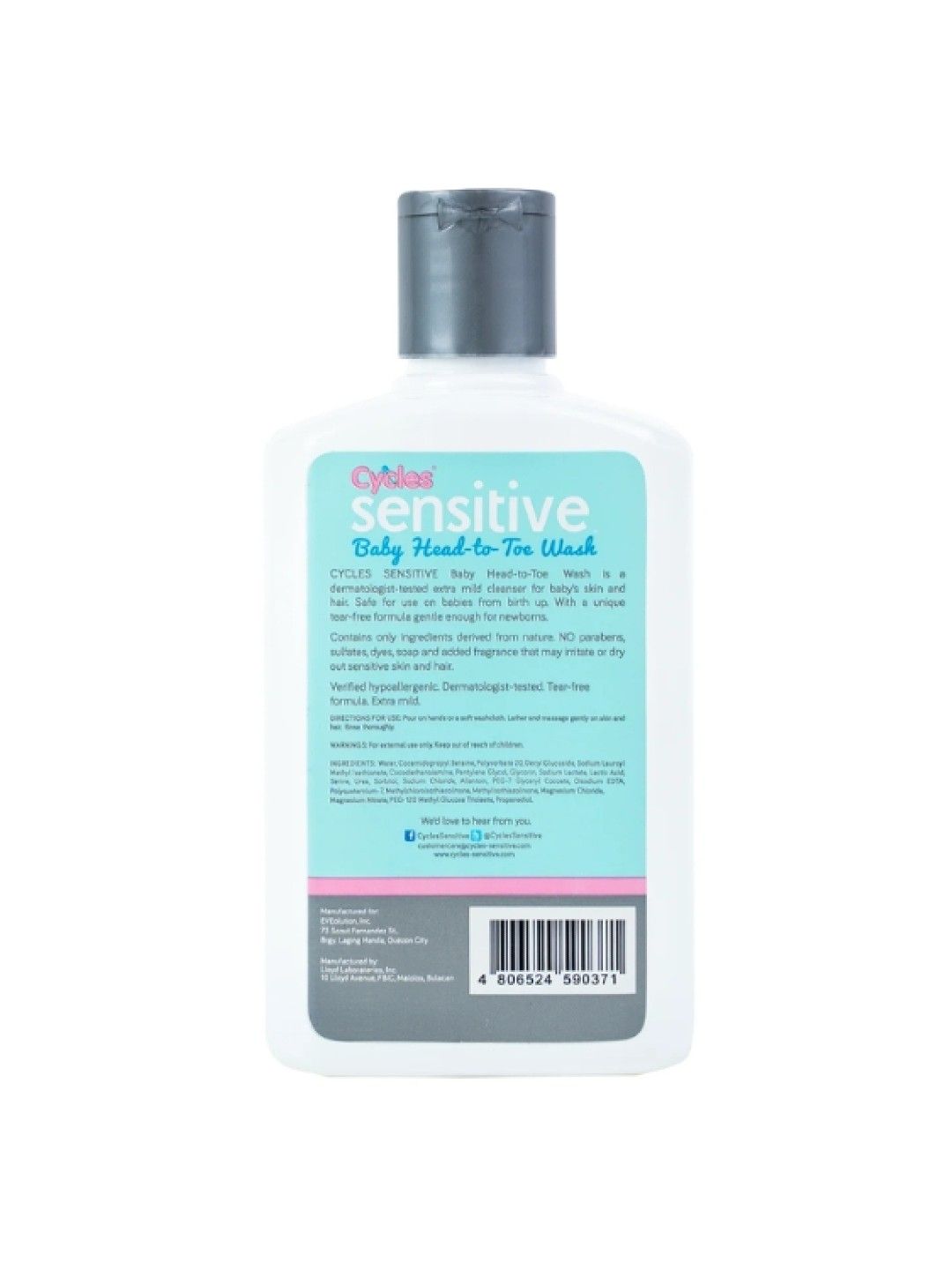 Cycles Sensitive Baby Head to Toe Wash (250ml) (No Color- Image 2)