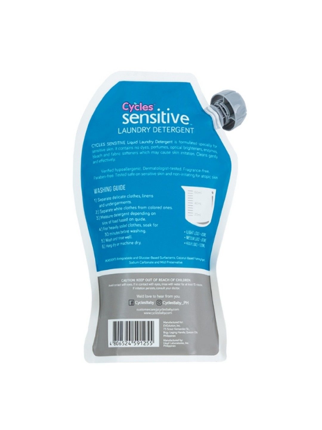 Cycles Sensitive Laundry Detergent Daypack (800ml) (No Color- Image 2)