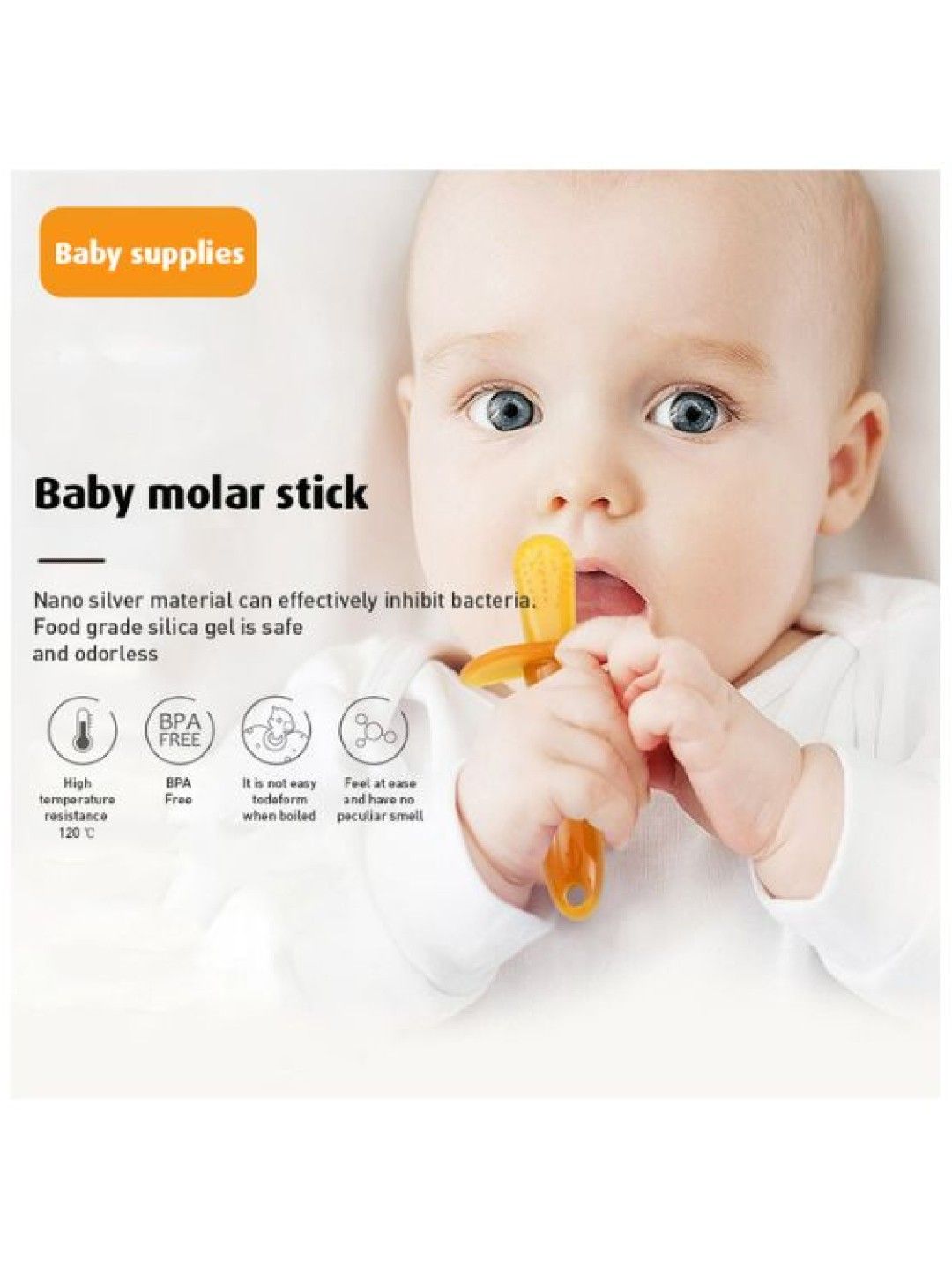 BabyPro Soft Silicone Nano Teether Infant Teething Toys Molar Set for Babies (Nano Brown and Clear- Image 2)