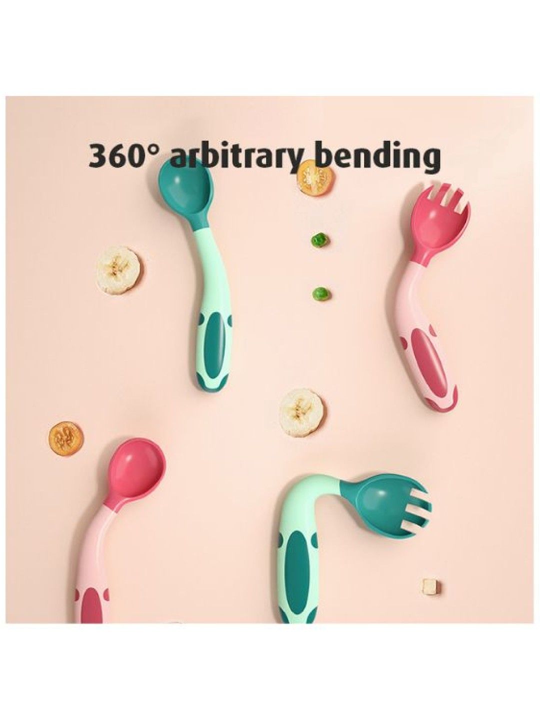 BabyPro Baby Feeding Spoon Set Bendable 360 Temperature Sensing (Pink- Image 2)
