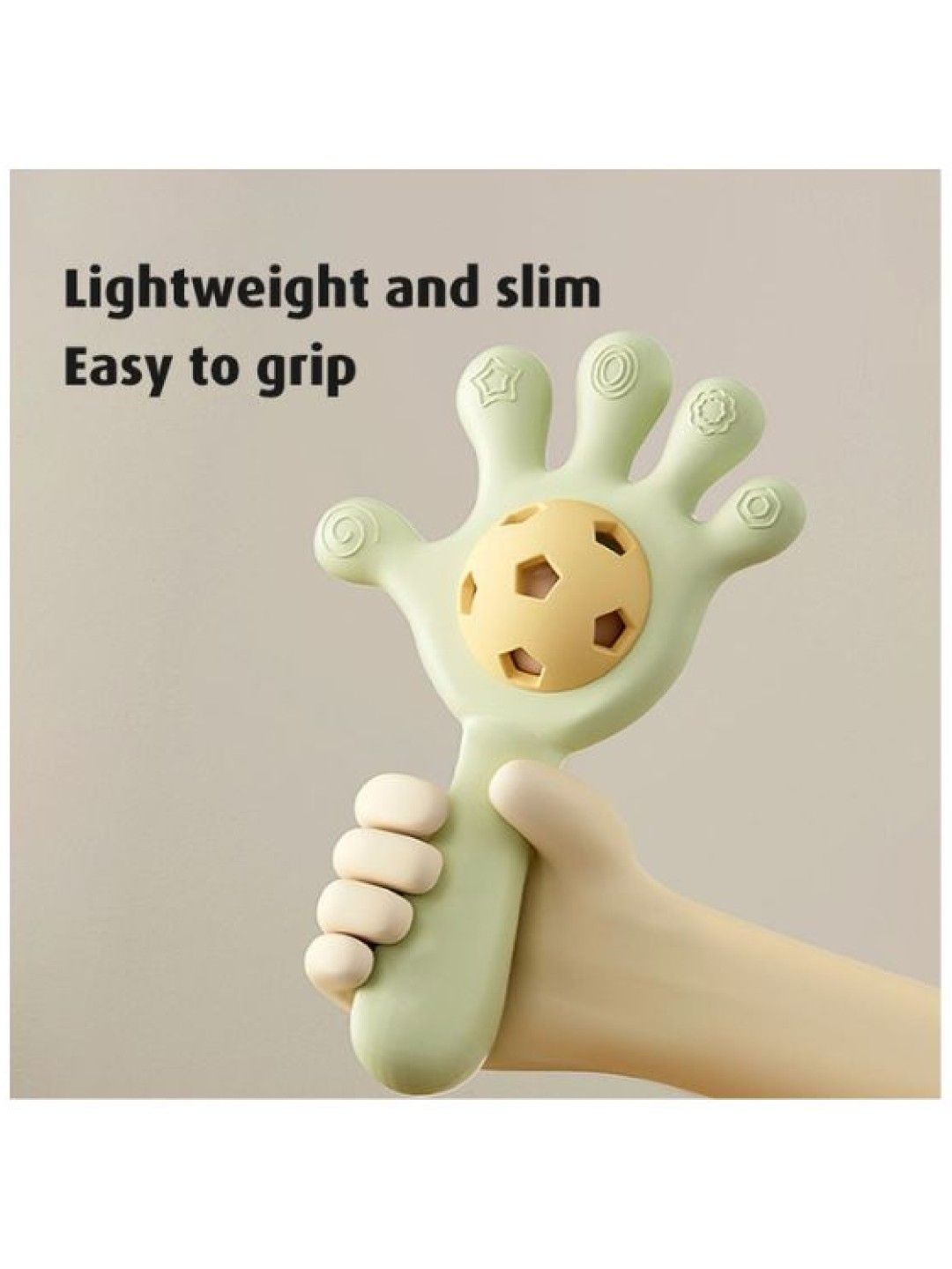 BabyPro Silicone Hand Rattle Teether Toys for Baby (Green- Image 2)