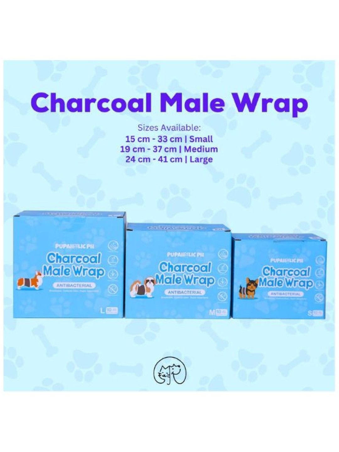 Pupaholic PH 1 Box of Charcoal Male Wrap 10Pcs/Box - Medium (Blue- Image 2)