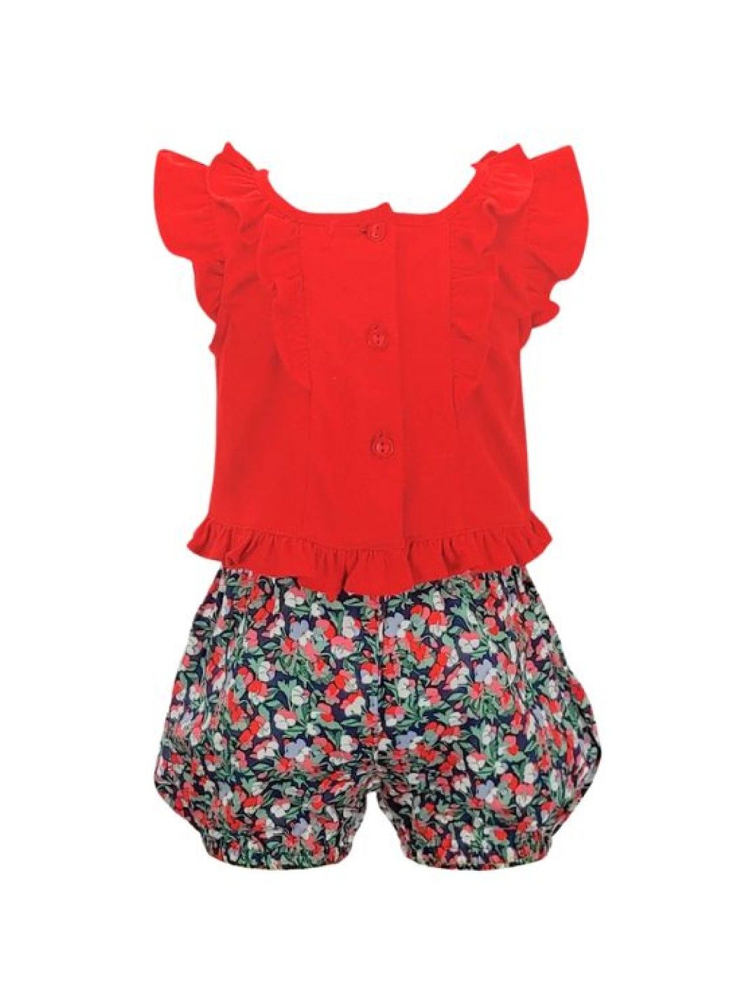 Periwinkle Aisabelle Two-Piece Set Top and Floral shorts with bow (Red- Image 2)