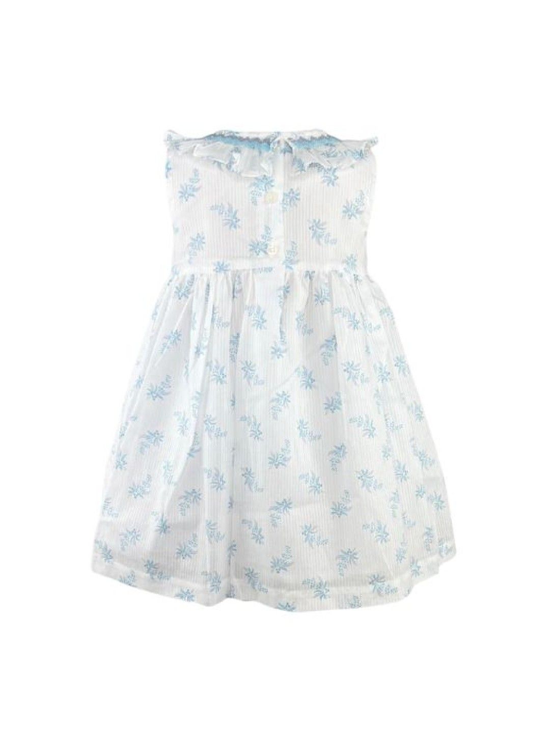 Periwinkle Nora Baby Girls Blue Binding Hand smocked dress with bloomer (Blue- Image 2)