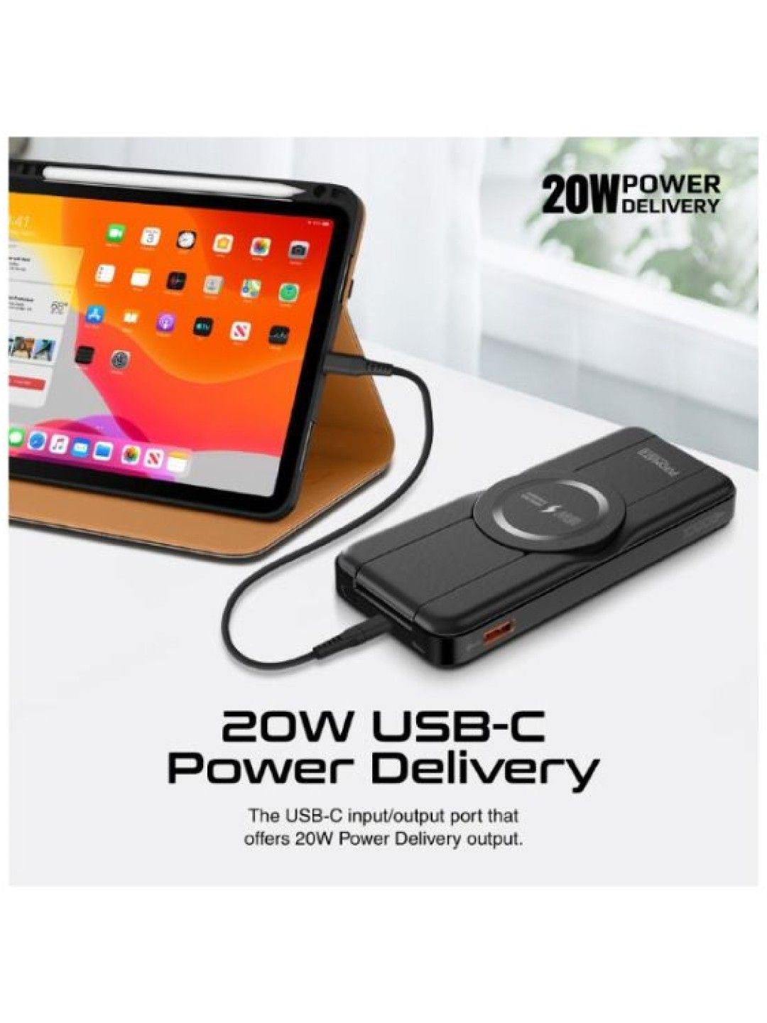 Promate POWERPACK-FOLD 5in1 Foldable Magsafe Compatible Wireless Charging Power Bank (No Color- Image 2)