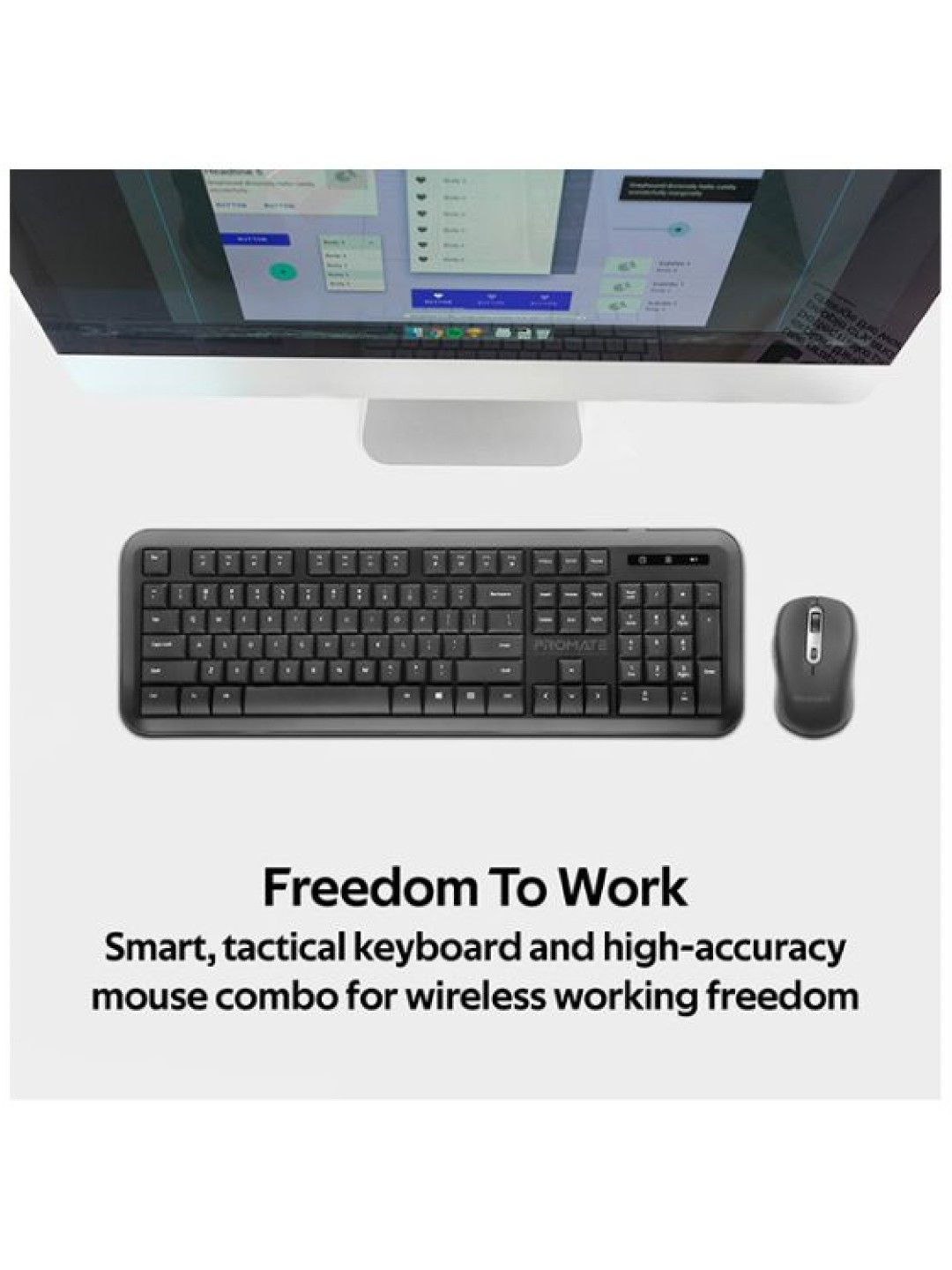 Promate PROCOMBO-6 Dual Interface Full Size Wireless Keyboard & Mouse Combo (No Color- Image 2)