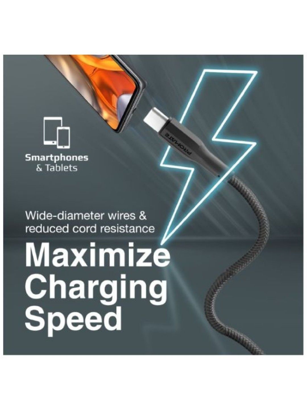 Promate XCORD-AC Super Flexible Data & Charge USB-C Cable (Black- Image 2)