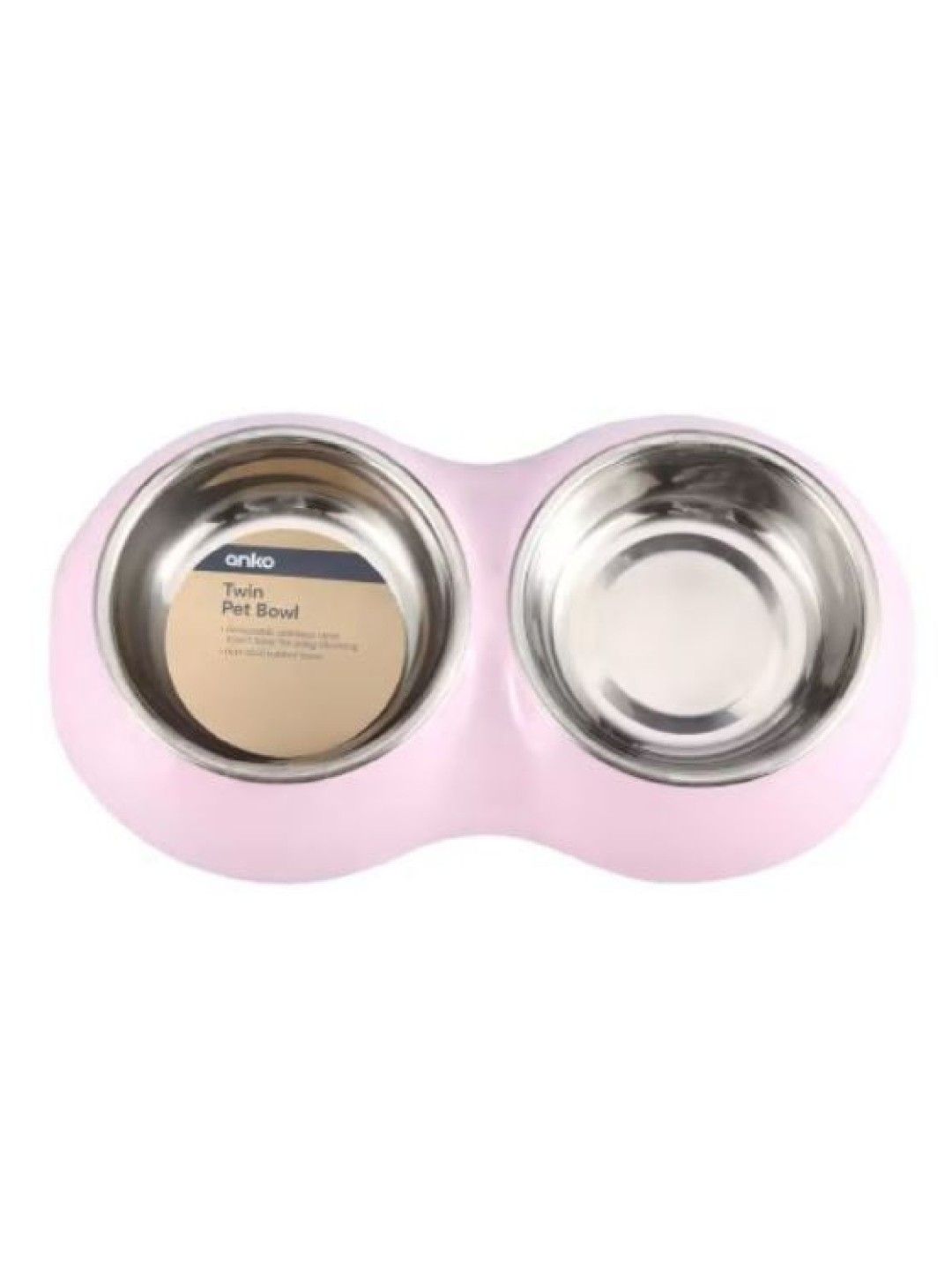 Anko [Bundle of 2] Pet Feeding Mat & Pet Twin Bowl (Pink) (No Color- Image 2)