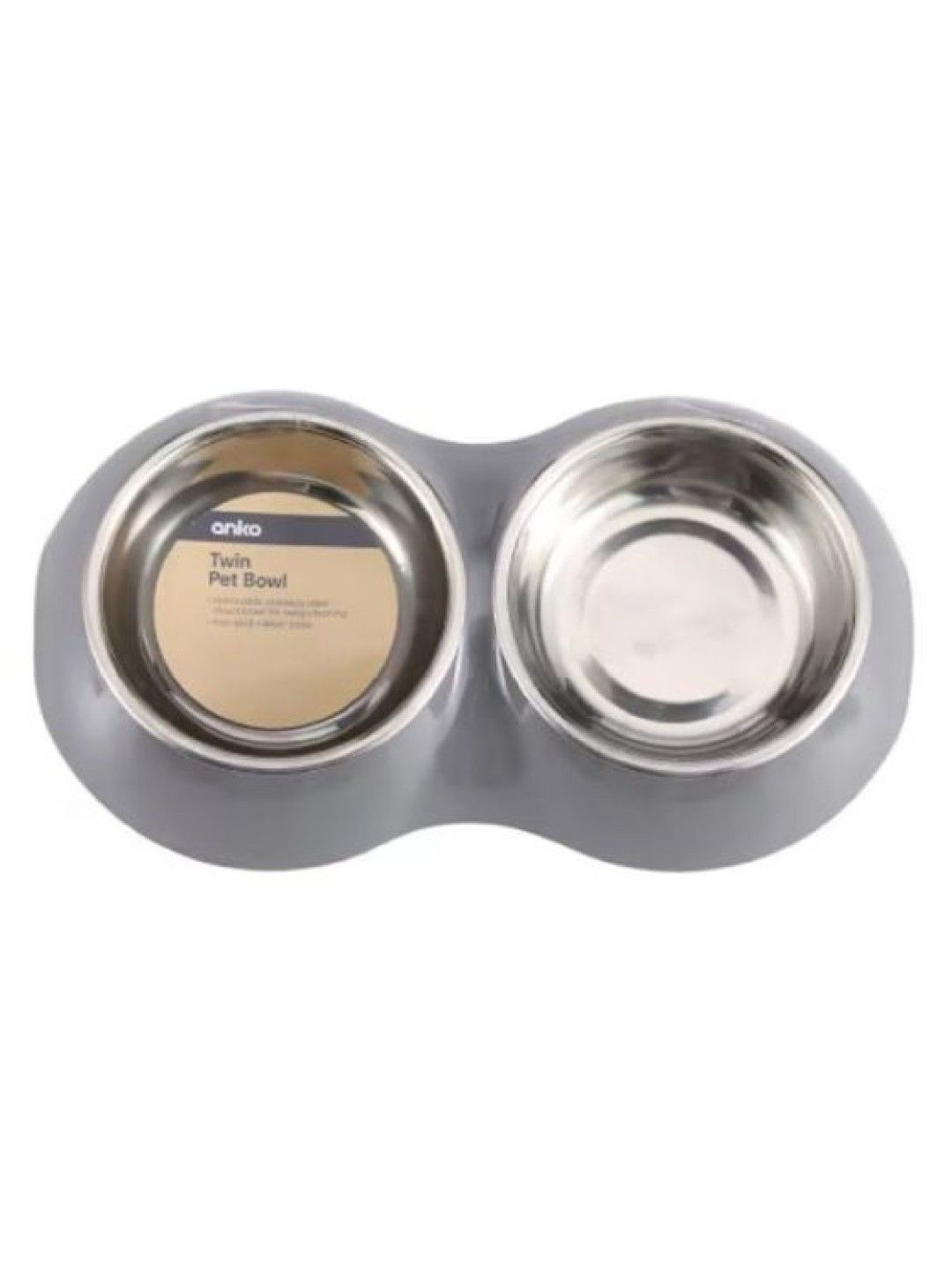 Anko [Bundle of 2] Pet Feeding Mat & Pet Twin Bowl (Gray) (No Color- Image 2)