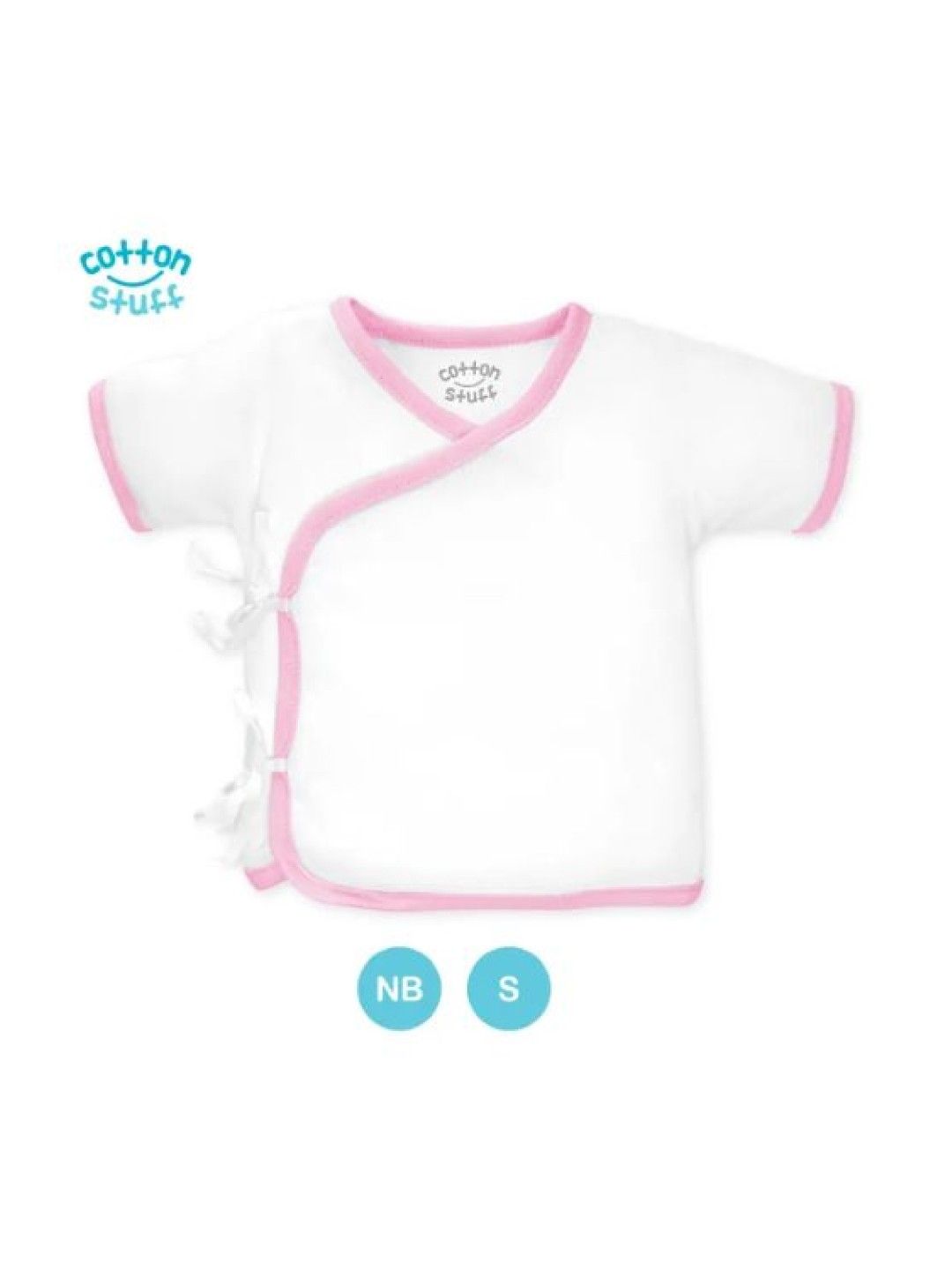 Cotton Stuff 3-Piece Short Sleeve Tie-Side (White with Pink) (No Color- Image 2)