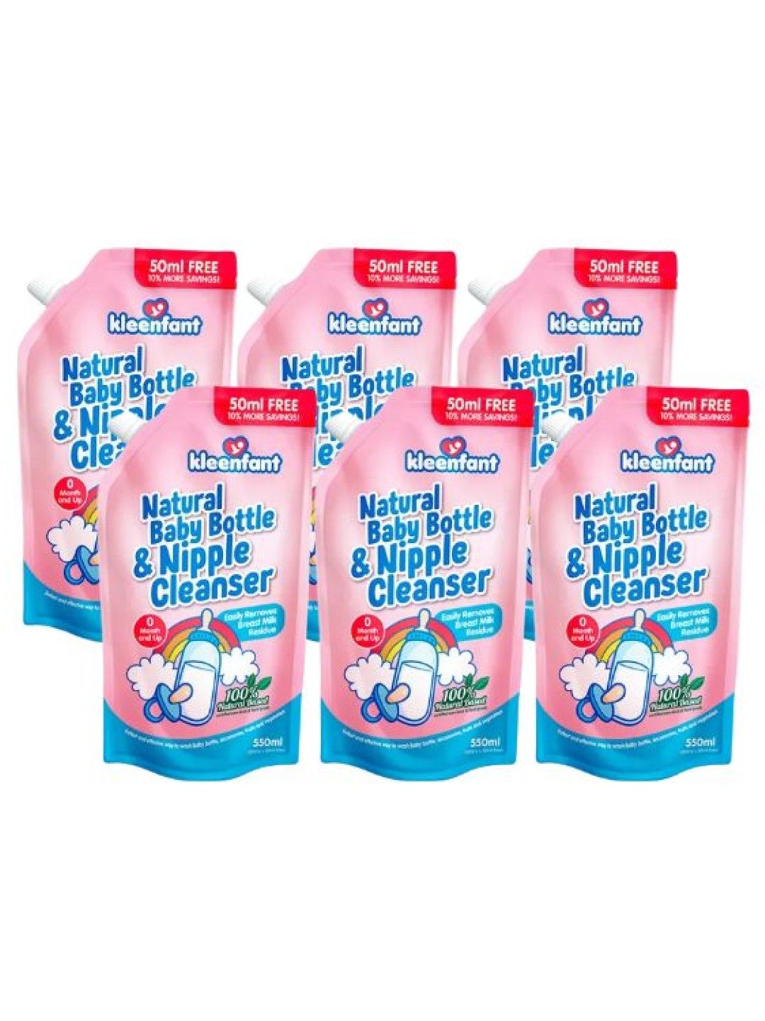 Kleenfant Natural Baby Bottle and Nipple Cleanser (550ml) x 6 pack (No Color- Image 1)